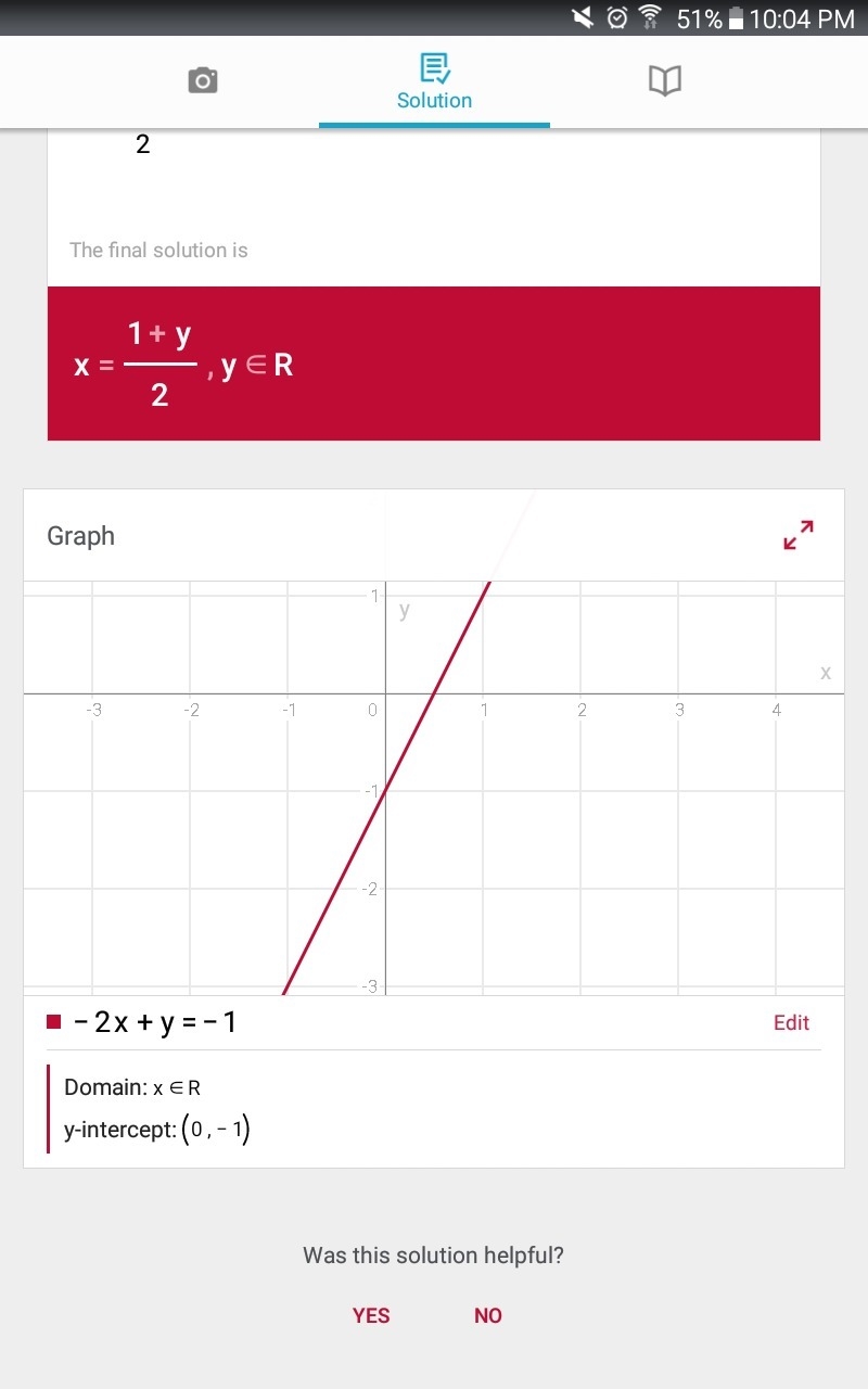 The solution to the system: -2x + y = -1 ; 10x + 5y = 5 is-example-1