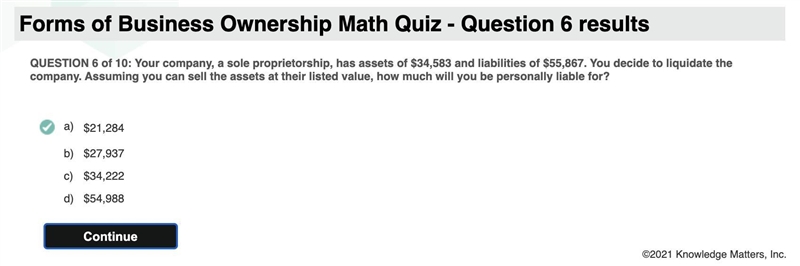 Your company, a sole proprietorship, has assets of $34,583 and liabilities of $55,867. you-example-1