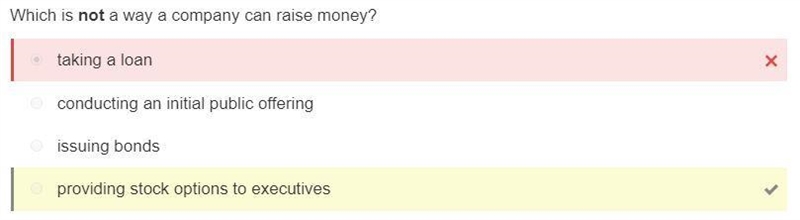 Which is not a way a company can raise money? A) Providing stock options to executives-example-1