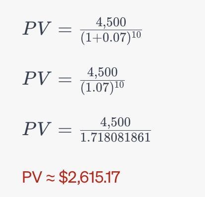 Suppose an exxon corporation bond will pay $4,500 ten years from now. If the going-example-1