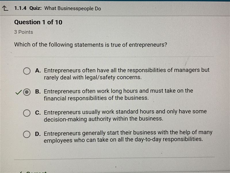 Which of these following statements is true of entrepreneurs-example-1