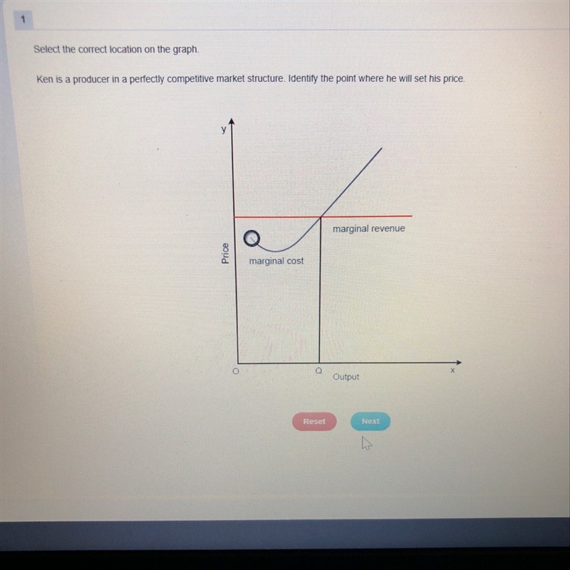 Ken is a producer in a perfectly competitive market structure. Identify the point-example-1
