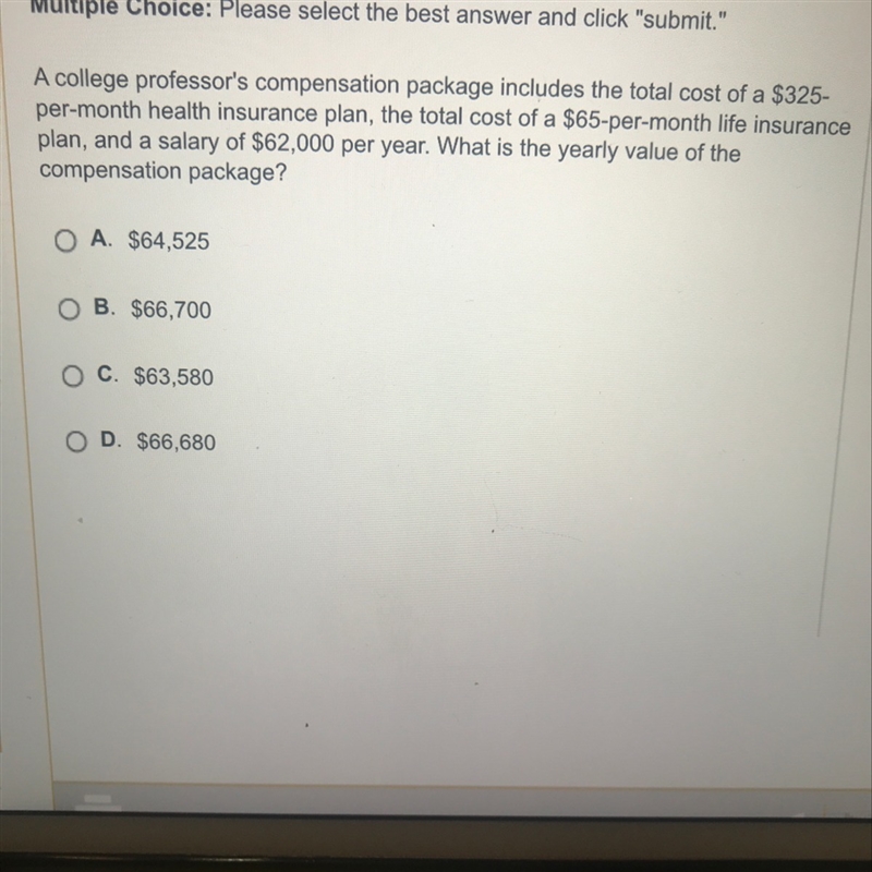 A college professor’s compensation package includes the total cost of a $325-per-month-example-1