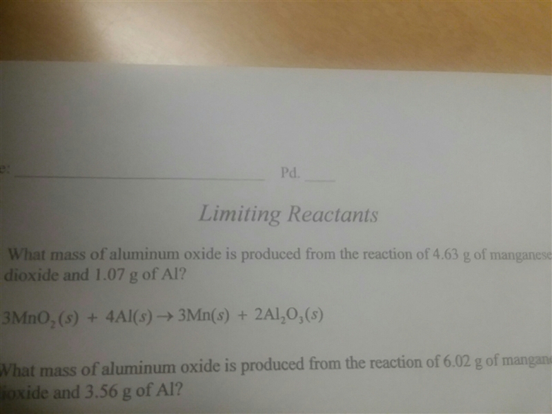 what mass of aluminum oxide is produced from the reaction of 4.63 g of manganese dioxide-example-1