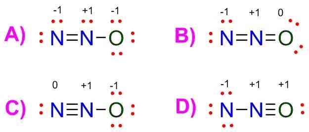 Identify the lowest energy lewis structure for nitrogen oxide-example-1