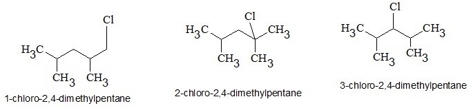 Draw the structure(s) of all of the possible monochloro derivatives of 2,4-dimethylpentane-example-2