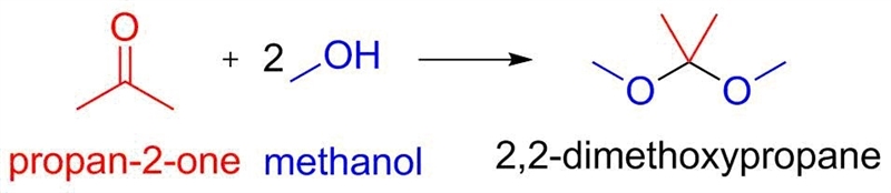 What is the acetal formed when propanone reacts with two molecules of methanol?-example-1