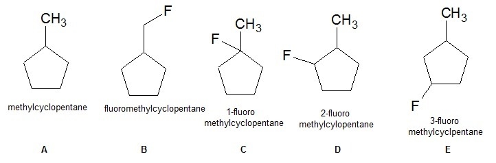 Draw the structures of all monofluoro derivatives of methylcyclopentane, c6h11f, which-example-1