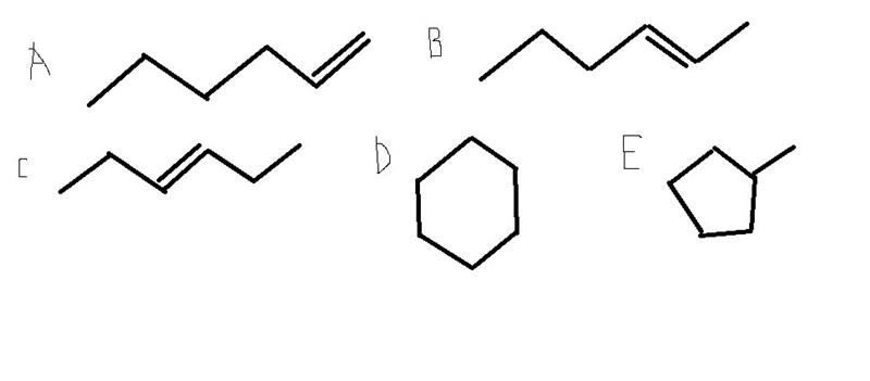 Give five examples of structures with this formula (c6h12). at least one should contain-example-1