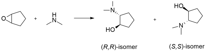 Two stereoisomers are obtained from the reaction of cyclopentene oxide with dimethylamine-example-1