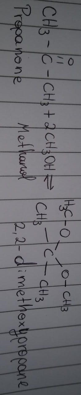 What is the acetal formed when propanone reacts with two molecules of methanol?-example-1