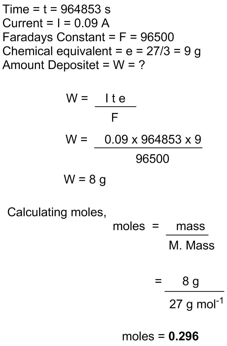 How many moles of metallic aluminum (al) could be produced from al3+ at a current-example-1