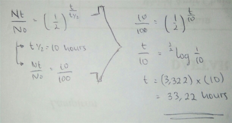 Hydrogen peroxide, which decomposes in a first order reaction, has a half-life of-example-1