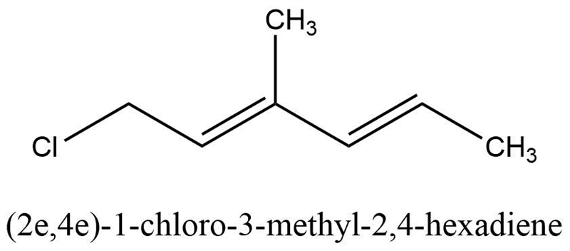 Draw the structural formula of (2e,4e)-1-chloro-3-methyl-2,4-hexadiene.-example-1