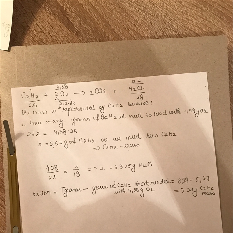 How many grams of water would you obtain from the reaction of 8.98 grams of acetylene-example-1