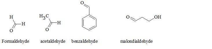 _____ is the simplest aldehyde. Acetaldehyde Benzaldehyde Malondialdehyde Formaldehyde-example-1