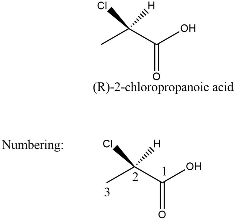 Draw the structure corresponding to (r)−2−chloropropanoic acid-example-1