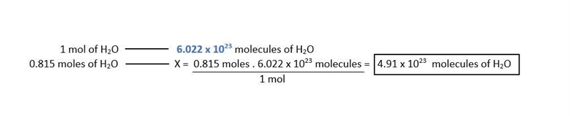 A reaction produces .815 moles of H2O. How many molecules produces?-example-1