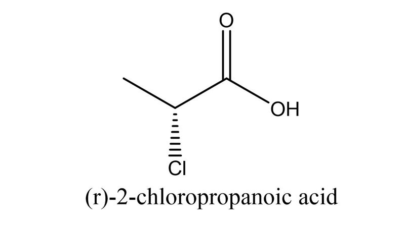 Draw the structure corresponding to (r)−2−chloropropanoic acid-example-1