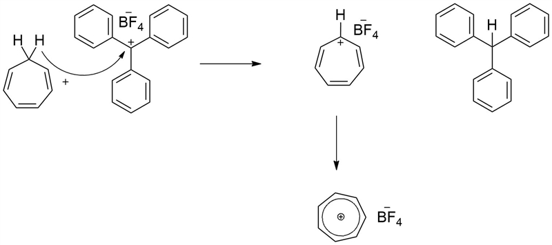 When 1,3,5-cycloheptatriene is treated with the powerful hydride (h-) acceptor triphenylmethyl-example-1