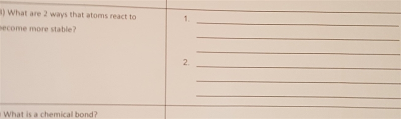 What are 2 ways that atoms react to become more stable?-example-1