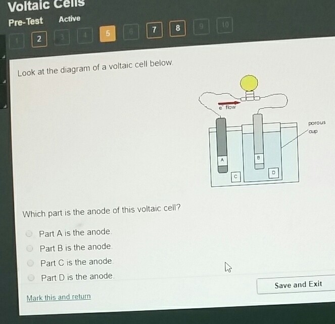 Which part is the anode of this voltaic cell?-example-1