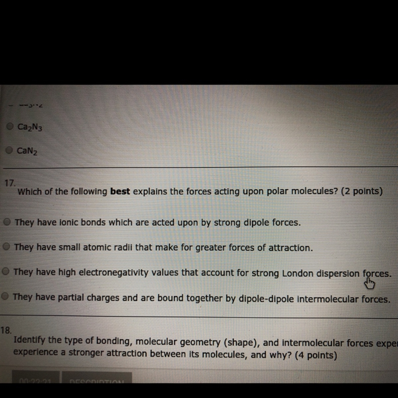 which of the following best explains the forces acting upon polar molecules? answer-example-1