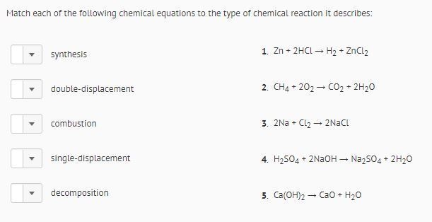 Math each of the following chemical equations to the type of chemical reaction it-example-1