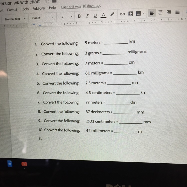 Conversion worksheet-example-1