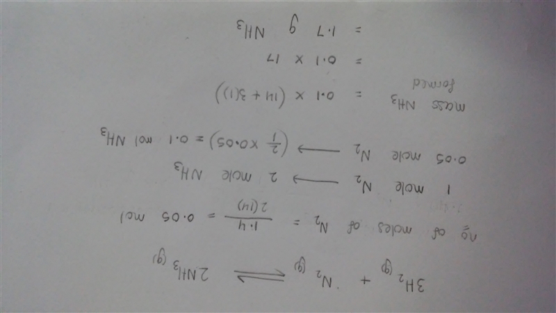 How many grams of ammonia can be prepared from 1.4g of nitrogen?-example-1