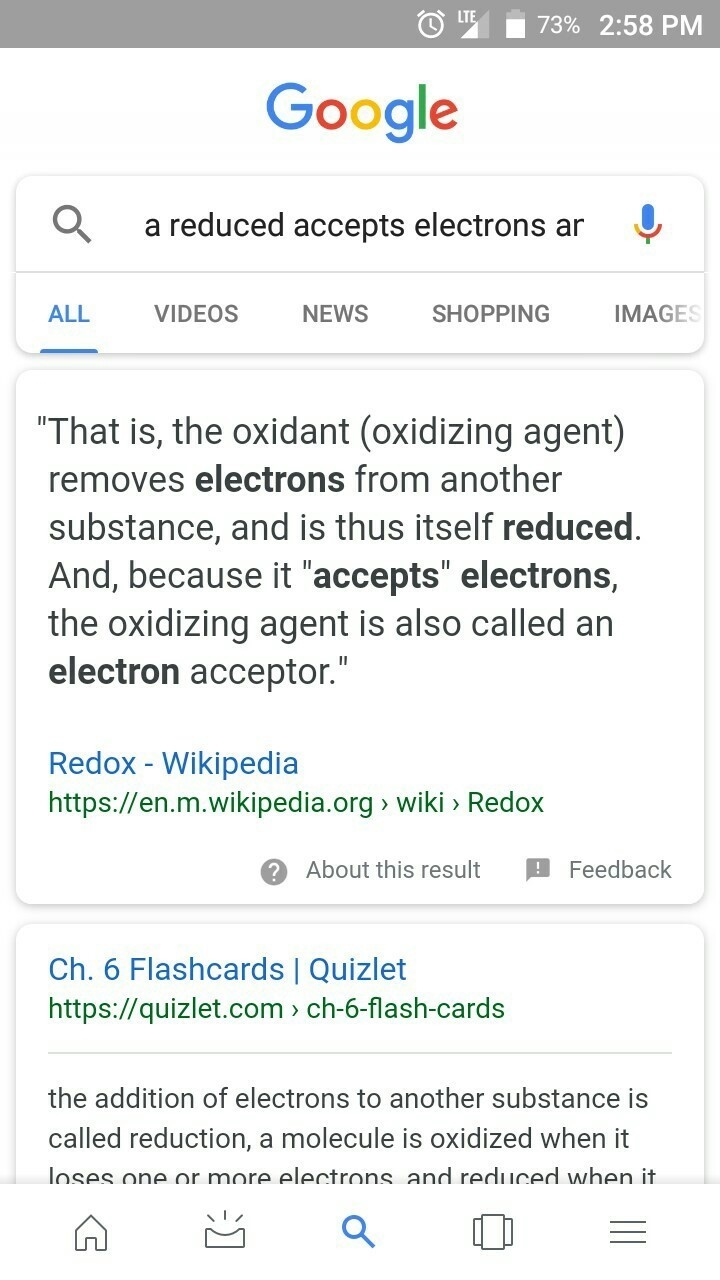 A(n) ____ accepts electrons and becomes ____. Oxidizing agent Reduced Oxidized Reducing-example-1