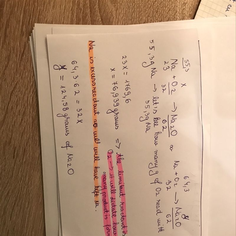 Ow many grams of sodium oxide can be produced when 55.3 g na react with 64.3 g o2? unbalanced-example-1