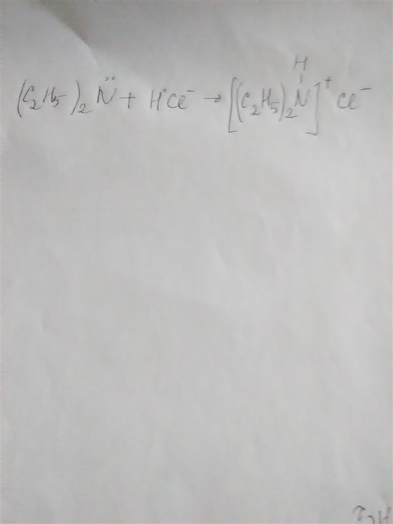 Write the structire of the salt that forms when diethylamine is mixed with hydrochloric-example-1