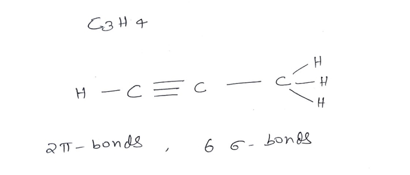 Draw the Lewis structure for the molecule C3H4. How many sigma and pi bonds does it-example-1