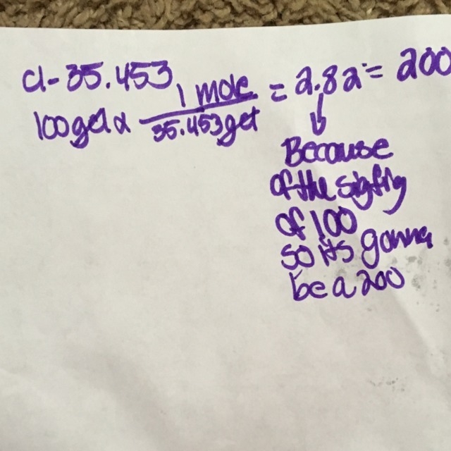 How many moles of chlorine are in 100 g chlorine (cl)?-example-1