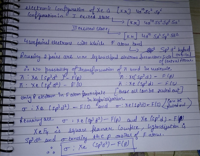 Label the bonds between xenon and fluorine using the σ and π notation followed by-example-1