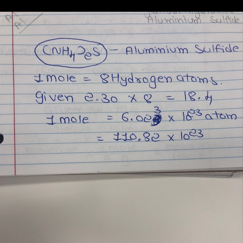 How many hydrogen atoms are in 2.30 mol of ammonium sulfide-example-1