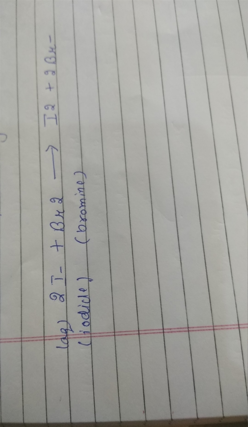 Which reaction occurs when bromine is added to an aqueous solution of iodide ions-example-1