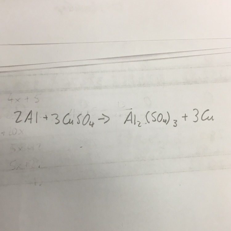 Balance equation Al(s)+__CuSO4(aq) = ____Al2(SO4)3(aq)+____Cu(s)-example-1