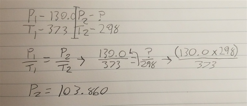 Calculate the final pressure inside a scuba tank after it cools from 100c to 25.0c-example-1