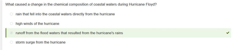 What caused a change in the chemical composition of coastal waters during hurricane-example-1