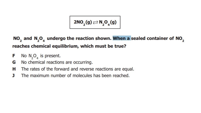 No2 and n2o4 undergo the reaction shown. when a sealed container of no2 reaches chemical-example-1