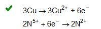 You are given the reaction Cu + HNO3 Cu(NO3)2 + NO + H2O. Which pair of half-reactions-example-1