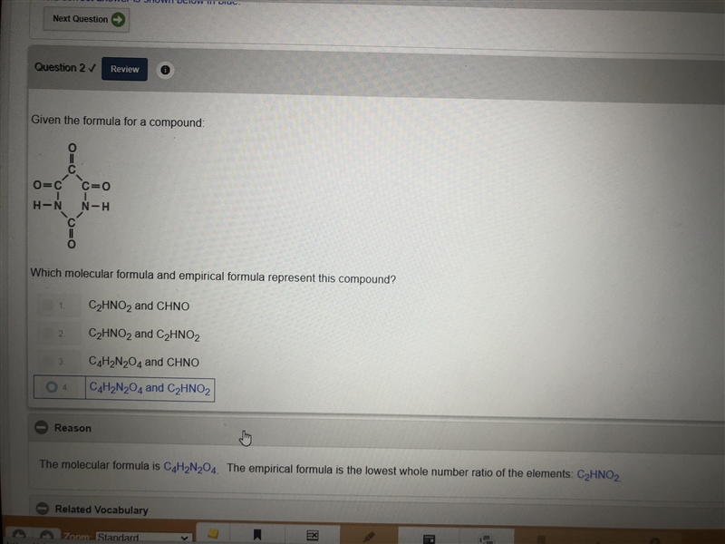 Which molecular formula and empirical formula represent this compound? a.c2hno2 and-example-1