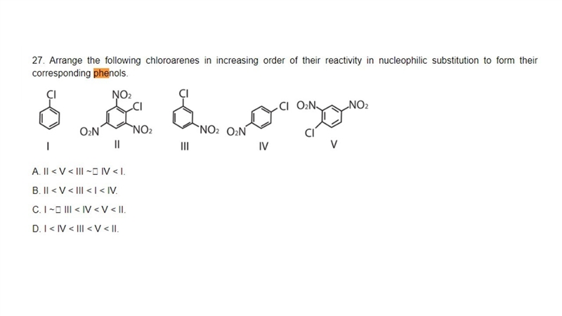 Arrange the following chloroarenes in increasing order of their reactivity in nucleophilic-example-1