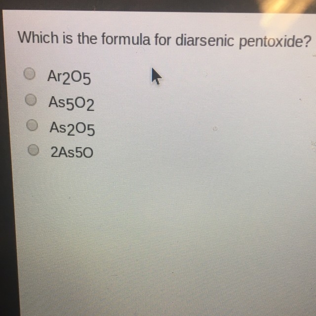 What is the formula for diarsenic pentoxide-example-1