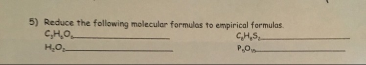 Reduce the following molecular formulas to empirical formulas. Please help!-example-1