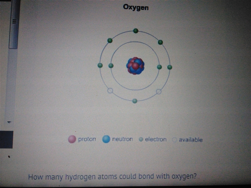 Refer to the following illustration. How many hydrogen atoms could bond with oxygen-example-1