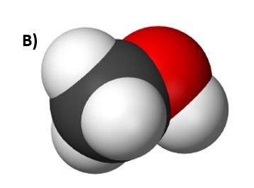 The molecular formula for methanol is CH3OH. Which model shows methanol? (black = carbon-example-2