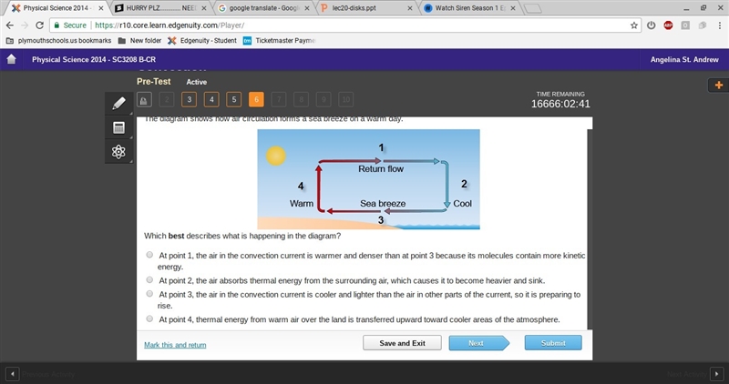 The diagram shows how air circulation forms a sea breeze on a warm day. Which best-example-1